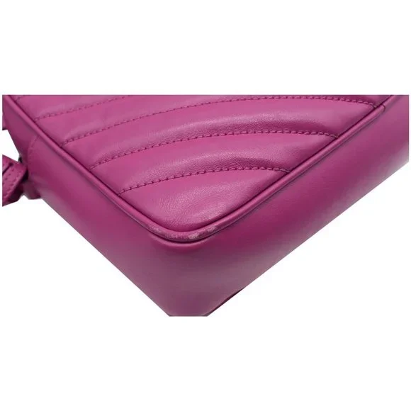 YVES SAINT LAURENT Lou Chevron Leather Camera Crossbody Bag Pink - Picture 8 of 12